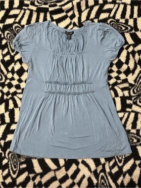 Spring + Mercer Light Blue Ruched Women's Top